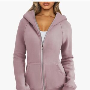 Women's Soft Blush Pink Zip-Up Scuba Hoodie (Lululemon dupe)